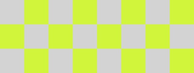 Checkerboard banner. Lime and Light grey colors of checkerboard. Big squares, big cells. Chessboard, checkerboard texture. Squares pattern. Background.