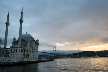Fototapeta na wymiar Ortakoy Mosque, Istanbul, Turkey, December 2021.