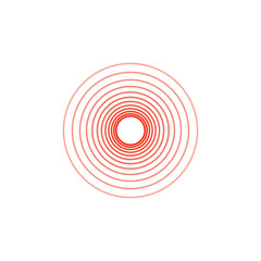 Red ripple rings sound waves  vector illustration