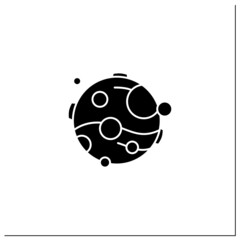 Mars glyph icon. Fourth planet from Sun. Uninhabited planet. Cosmos research. Mars landing concept.Filled flat sign. Isolated silhouette vector illustration