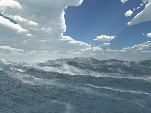 Wolken über dem stürmischen Meer