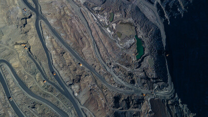 Huge iron ore quarry iron ore quarry top view Aero photo shoot.