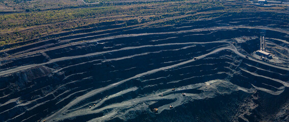 Huge iron ore quarry iron ore quarry top view Aero photo shoot.