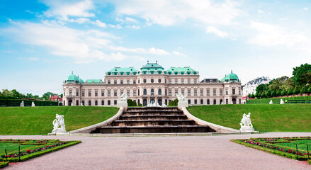 Spectacular amazing view of the Belvedere Palace in Vienna, Austria.