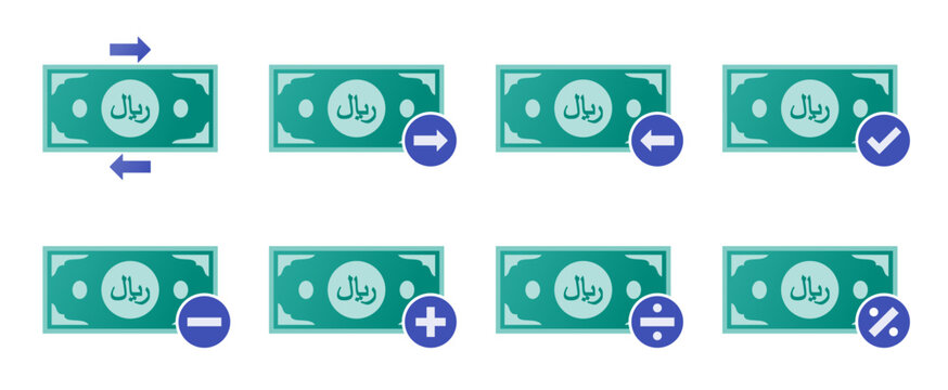 Saudi Riyal Money Transaction Icon Set