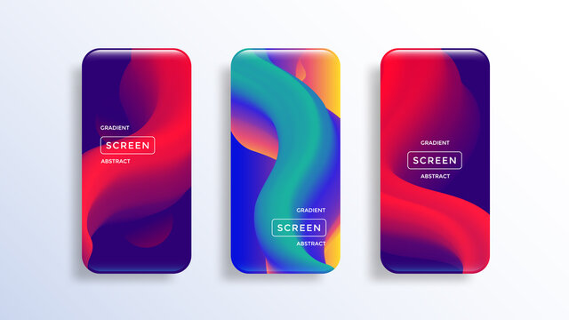 Mobile screen application display with abstract gradient fluid shape. Bright Background for mobile app, ui, design theme. Smartphone lockscreen modern wallpaper