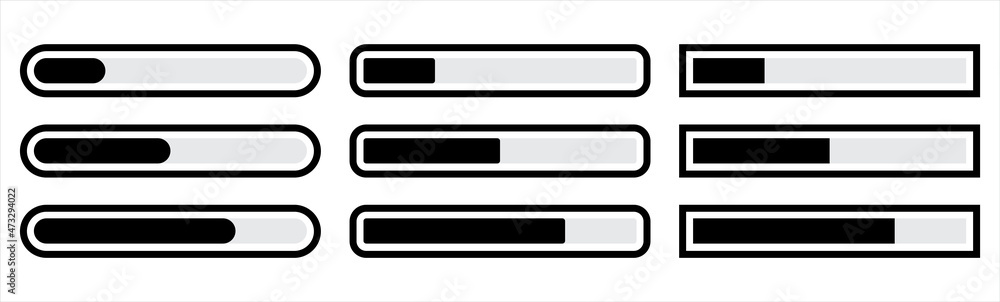 Poster modern loading icons. loading bar progress icon. download progress. upload progress vector illustrat