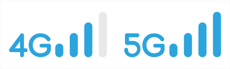 4g and 5g network connection. Cellular signal level vector illustration.