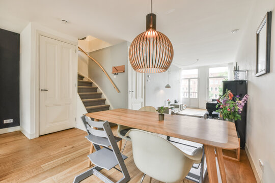Interior of house floor with open plan design