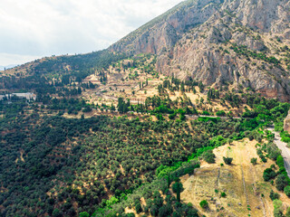 Obraz premium Mountain landscape. View of a green mountains on a sunny, spring day (Peloponnese, Greece)