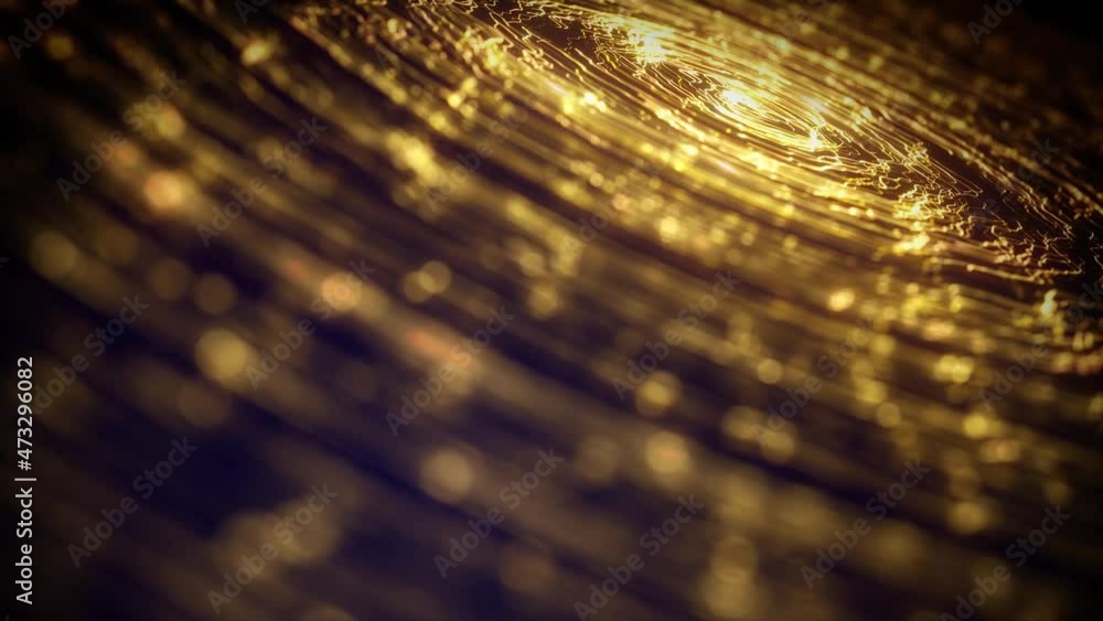 Poster Abstract Particles Gold Lines Flowing Fx Background/ 4k animation of an abstract ornament wallpaper background with lines particles patterns flowing and seamless looping