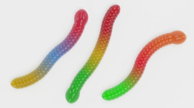 Realistic 3D Render of Gummy Worms