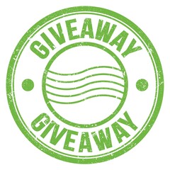 GIVEAWAY text written on green round postal stamp sign - obrazy, fototapety, plakaty