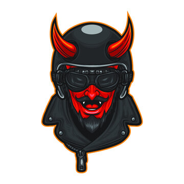 Devil head biker character