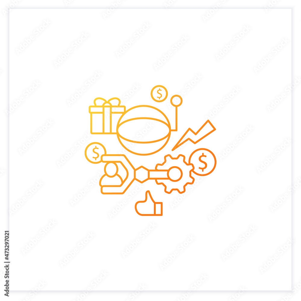 Poster technological unemployment gradient icon.fighting against technologization and automation enterprise