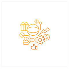 Technological unemployment gradient icon.Fighting against technologization and automation enterprises.Universal basic income.Isolated vector illustration.Suitable to banners,mobile apps,presentation