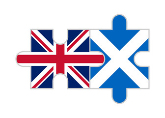 puzzle pieces of british and scotland flags. vector illustration isolated on white background