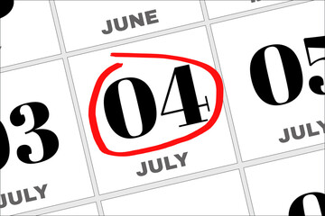 July 04 written on a calendar to remind you an important appointment.