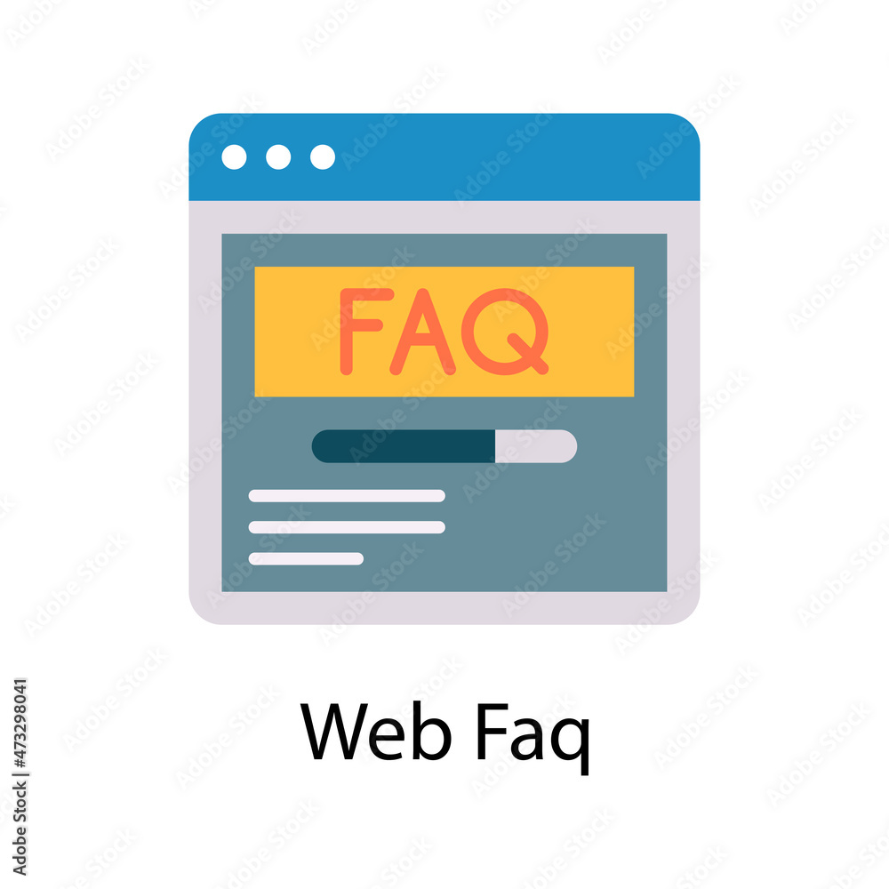 Poster web faq vector flat icon design illustration. web and mobile application symbol on white background 