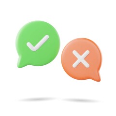 dos and donts speech bubble vector illustration, 3d check and cross on bubble speech, 