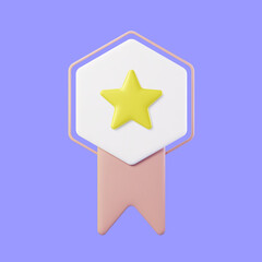 Award medal vector illustration, 3d badge star and ribbon Background isolated