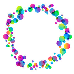 Rainbow bubbles vector background. Fun abstract circles confetti.