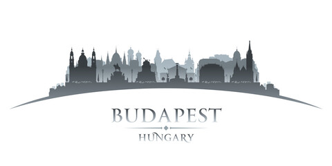 Fototapeta premium Budapest Hungary city silhouette white background