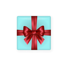 Festive Birthday and Christmas gift box with bow and ribbon