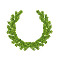 Christmas wreath from fluffy green pine tree branches