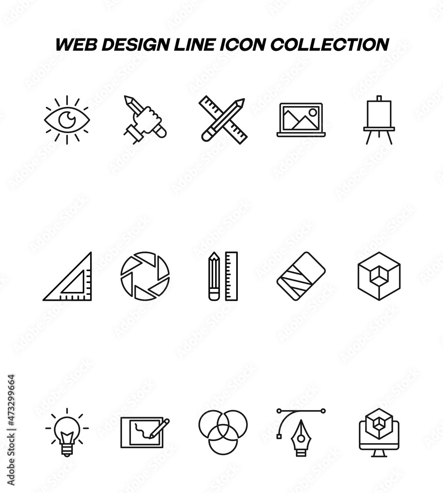 Poster internet and development concept. vector outline signs and editable strokes for web sites, advertise