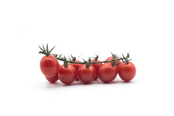 Closeup of cherry tomatoes on white background