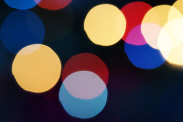 Bokeh lights photo overlay, abstract bokeh light effects. A colorful shining festive bright lights Christmas theme background. 