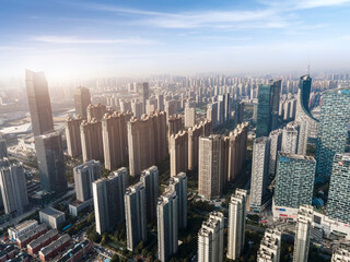 Obraz na płótnie Canvas Aerial photography of Anhui city architecture landscape skyline