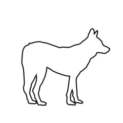 Hand drawn linear of silhouette of wolf. Abstract line icon wild animal forest.Miinimalism style for baby poster, christmas card, greeting card, wedding cad, banners, social media stories stikers.