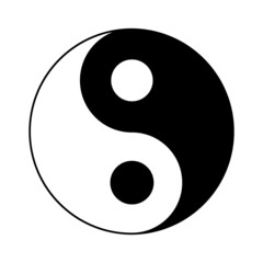 Black and white yin yang on a white background. symbol of harmony and balance