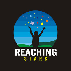 Reaching Stars Logo Design Templates. Dream star logo. Coat Of Arms, Colorful, Creative Symbol