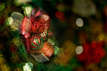 scene background with christmas tree and festive details