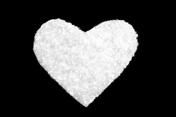 large white heart with snow texture, isolated object