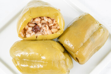 traditional stuffed green pepper with olive oil known as 