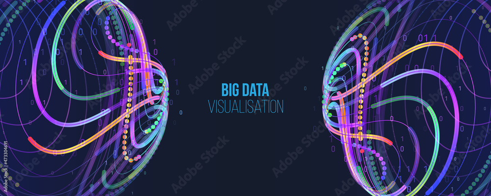 Leinwandbilder Machine learning algorithm for information filter and analytic. Abstract background with circle array and binary code. Data array visual concept. Big data connection. Wide Big data visualization.