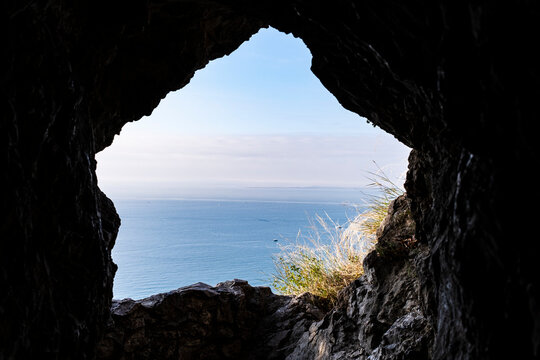 Gulf of Trieste seen from cave along Rilke Trail