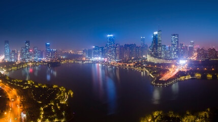 Fototapeta na wymiar Aerial photography of Anhui city night view