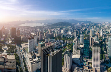 Fototapeta na wymiar Aerial photography of Hangzhou city architecture landscape skyline