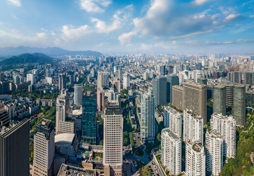 Aerial photography of Hangzhou city architecture landscape skyline © 昊 周