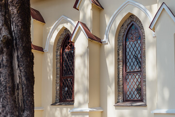 Two external windows of 150 year old church
