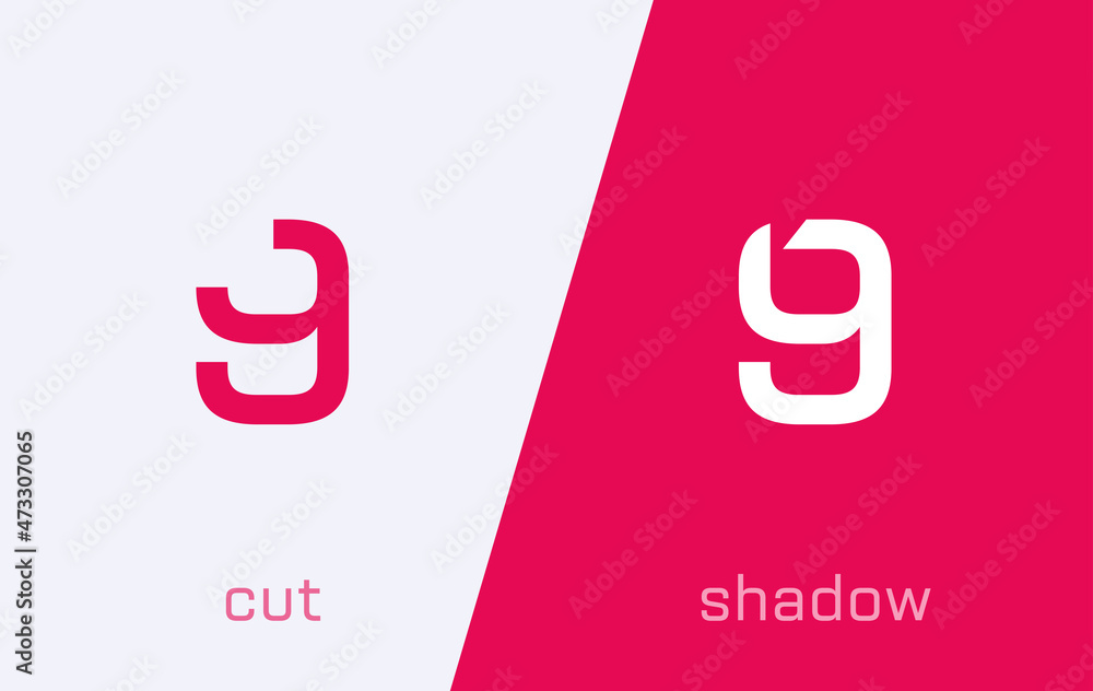 Poster set of number 9 minimal logo icon design template elements