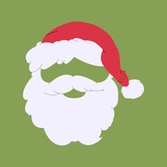 Santa Claus mask with beard vector cartoon illustration isolated on a green background.