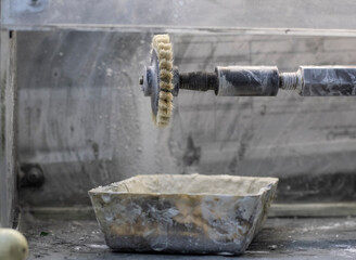 cleaning brush for polishing dentures at work