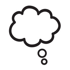 Think bubble isolated on white background. Trendy think bubble in flat style. Modern template for social network and label. Creative thought balloon. Think cloud line, vector illustration