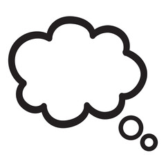 Think bubble isolated on white background. Trendy think bubble in flat style. Modern template for social network and label. Creative thought balloon. Think cloud line, vector illustration